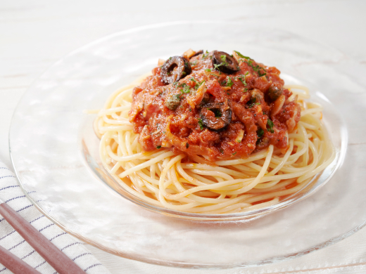 ツナとオリーブの冷製トマトスパゲティ