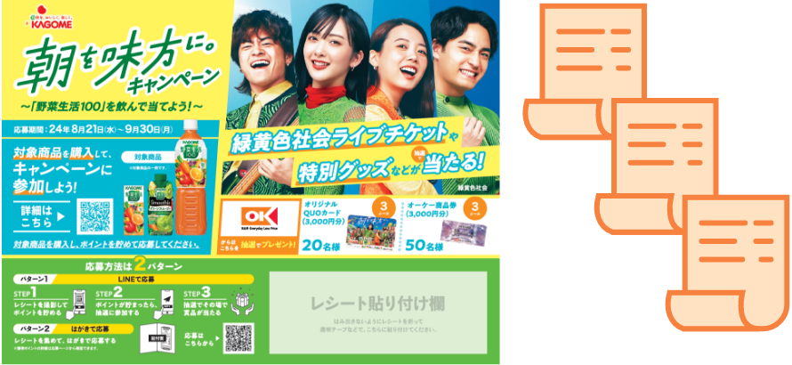 印刷したはがきにレシートを貼って投函