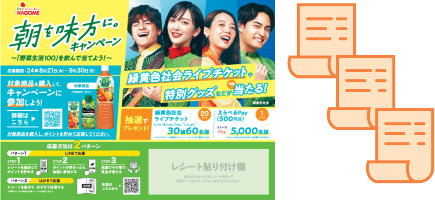 印刷したはがきにレシートを貼って投函