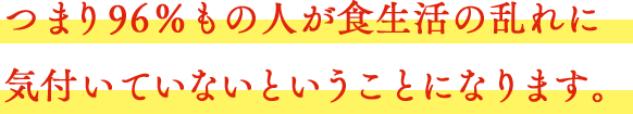 つまり96％もの人が食生活の乱れに気付いていないということになります。