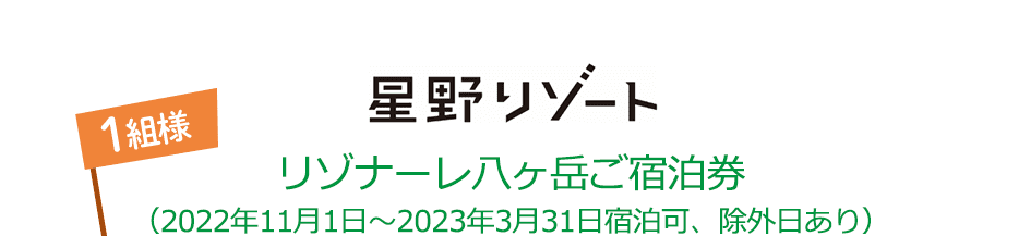 星野リゾート リゾナーレ八ケ岳ご宿泊券(2022年11月1日～2023年3月31日宿泊可、除外日あり) 1名様