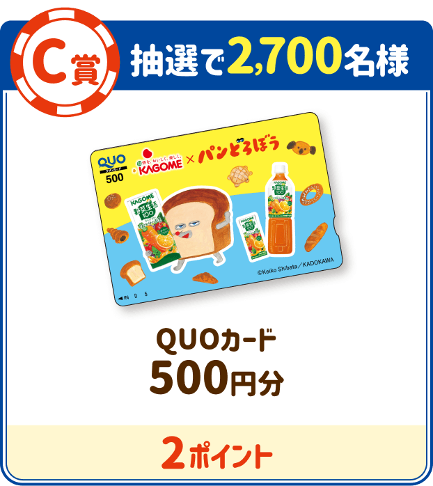 C賞 抽選で2,700名様 QUOカード500円分 2ポイント