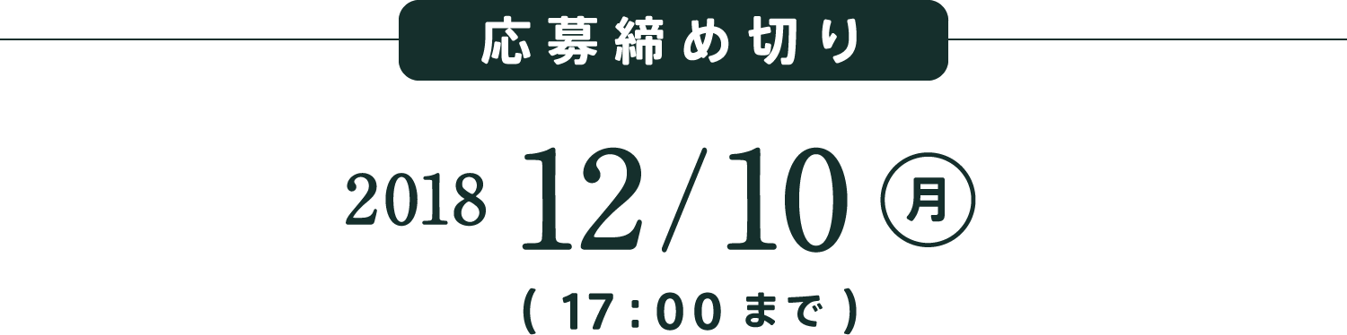 応募締め切り：2018/12/10 (月) 17:00まで