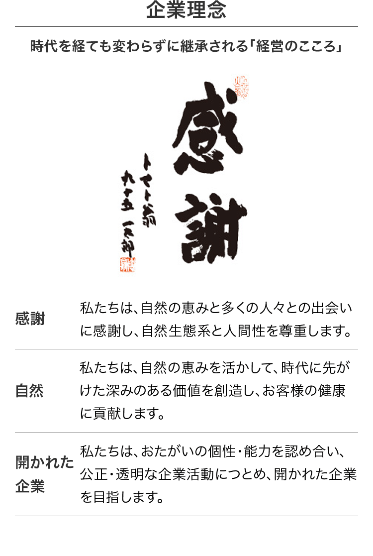 企業理念　時代を経ても変わらずに継承される「経営のこころ」