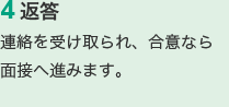 4.返答　連絡を受け取られ、合意なら面接へ進みます。