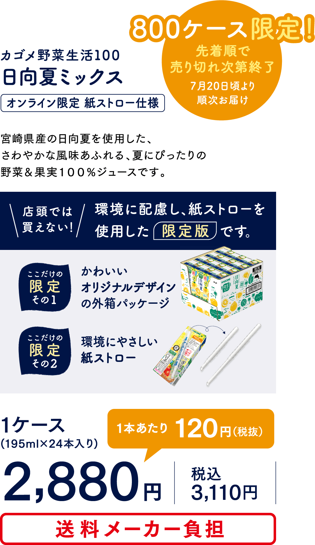 野菜生活100 日向夏ミックス オンライン限定 紙ストロー仕様 商品販売