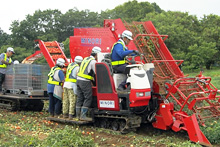 2017年8月、トマト収穫機「KTH」による収穫実演