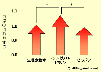 ピラジン類の添加が血液流動性に及ぼす影響