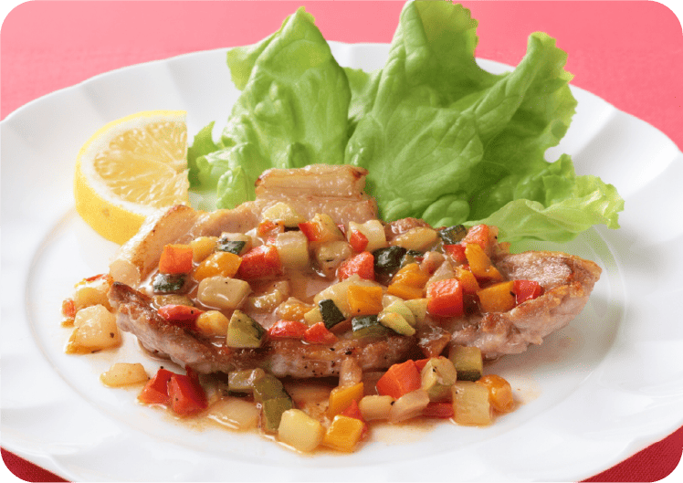 ポークソテー・彩り野菜のレモンバターソース