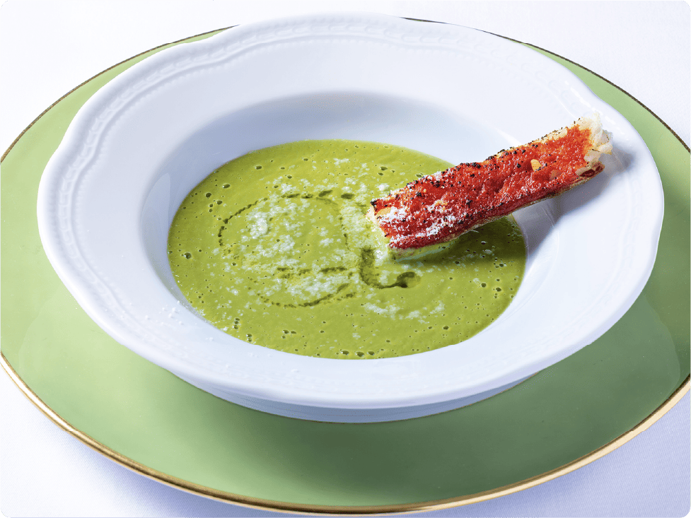 イタリア北部 クリーミーなグリーンピーススープ