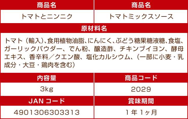 ローストガーリック香るトマトのソース トマトとニンニク 表