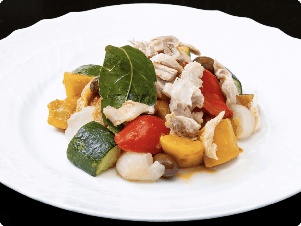 鶏胸肉とイタリア産グリル野菜のジャルディニエラ風