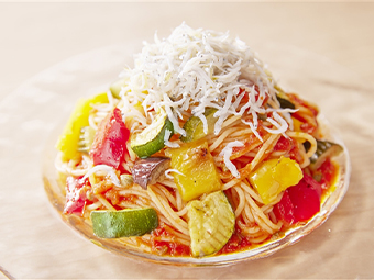 【ミツカンコラボ】しらすと彩り野菜の冷製トマトスパゲティ