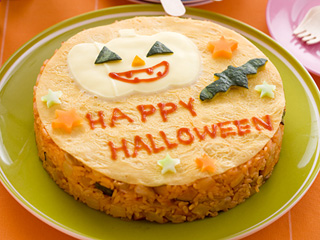 ハロウィン　かぼちゃのケーキオムライス