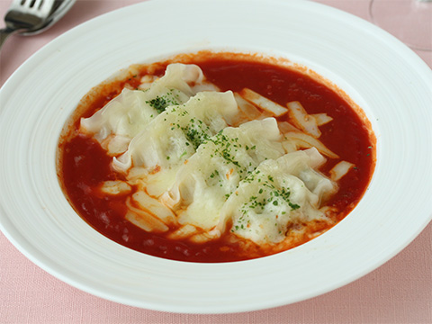 レンジで簡単！冷凍餃子でラビオリ！