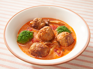 トマチーで簡単!ミートボールのクリーミースープおかず(トマト入り)