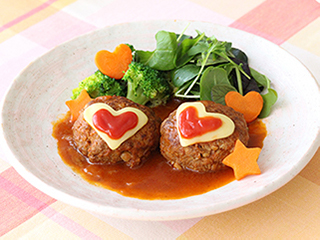 えのき入りハートハンバーグ