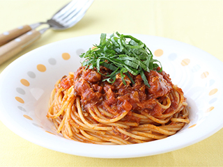 トマトジュースで作る さば缶のトマトスパゲティ