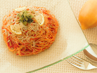 【ひろしまパスタ】しらすと広島菜漬の冷製トマトソースパスタ