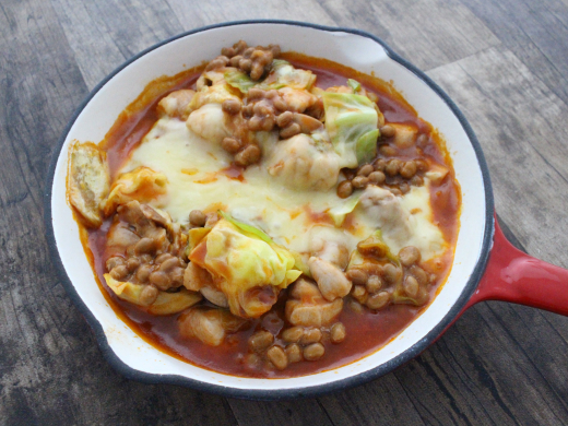 鶏肉とキャベツと納豆のトマトチーズタッカルビ