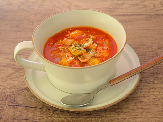 野菜ジュースで作る具だくさんミネストローネ