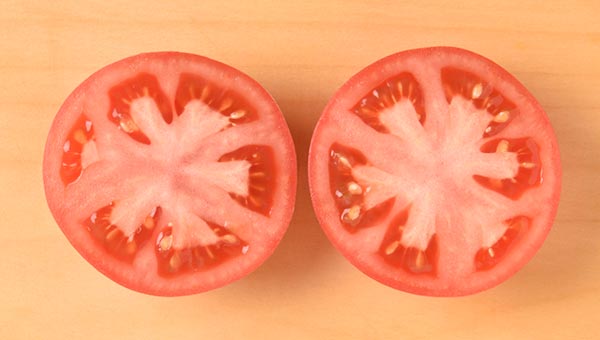 トマトのゼリー部分はいくつかの空間に分かれている トマトのゼリー部分はいくつかの空間に分かれている