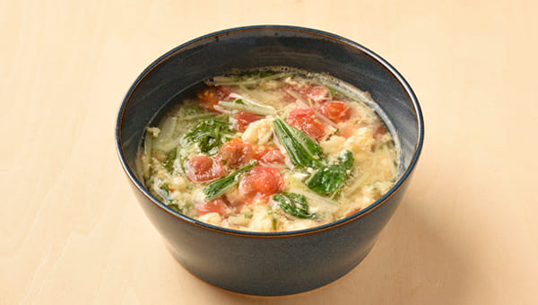 水菜とトマトのかき卵スープのレシピ