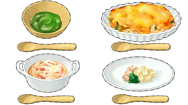 野菜やトマトジュースなどを使った初～後期離乳食！幼稚園給食も