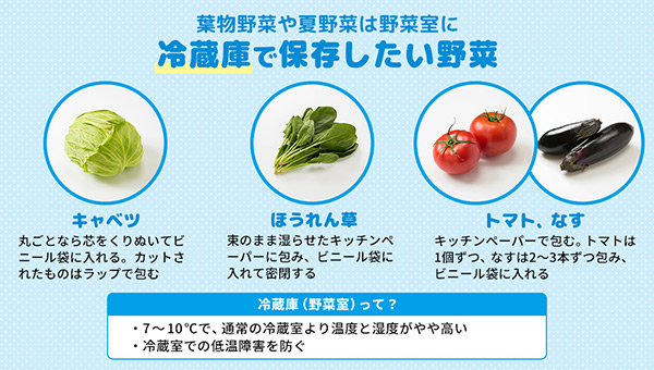冷蔵庫で保存したい野菜