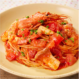 トマトましまし！えびパスタ