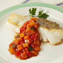 魚のグリル彩り野菜のトマトソース
