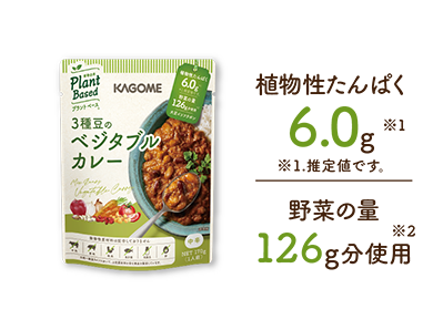 植物性たんぱく6.0g※1（※1.推定値です。）野菜の量126g分使用※2