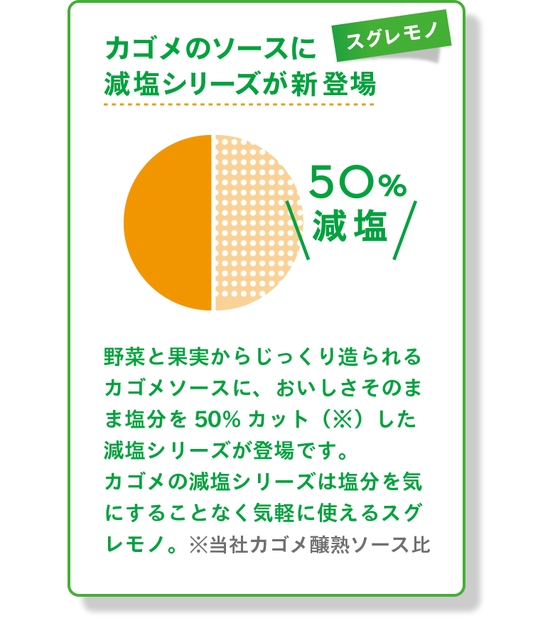 カゴメ株式会社｜カゴメ醸熟ソース｜塩分50％カット
