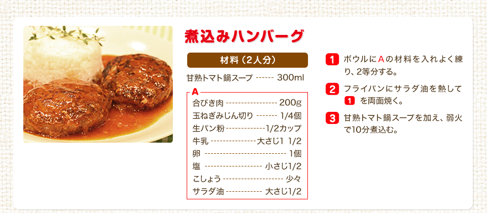 煮込みハンバーグの材料とつくり方