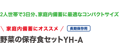 2人世帯で3日分、家庭内備蓄に最適なコンパクトサイズ　長期保存用 野菜の保存食セットYH-A