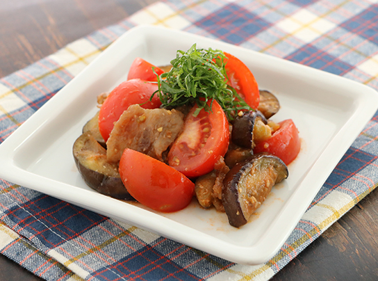 なすと豚肉のトマトみそ炒め