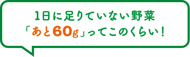 1日に足りていない野菜「あと60g」ってこのくらい！