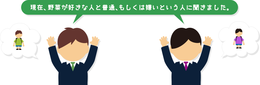 現在、野菜が好きな人と普通、もしくは嫌いという人に聞きました。