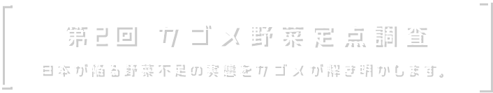 第2回 カゴメ野菜定点調査 日本が陥る野菜不足の実態をカゴメが解き明かします。