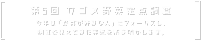 第5回 カゴメ野菜定点調査 今年は「野菜が好きな人」にフォーカスし、調査で見えてきた実態を解き明かします。
