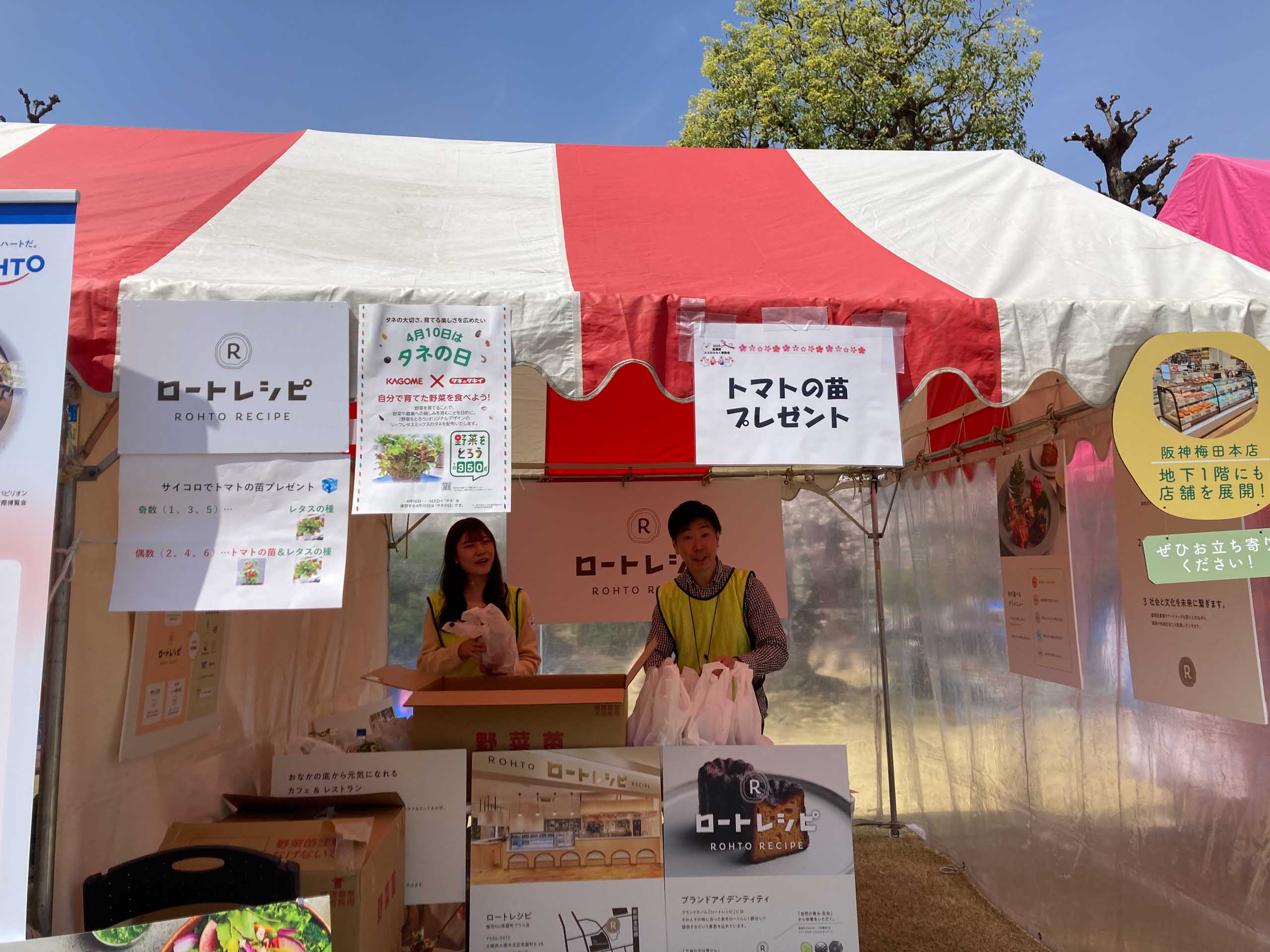 ロート製薬の社員と家族のイベント「お花見会」にてトマトの苗を配布 ロート1.jpg
