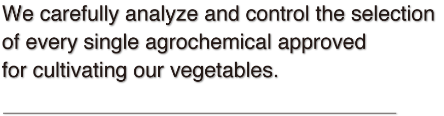 We carefully analyze and control the selection of every single agrochemical approved for cultivating our vegetables.